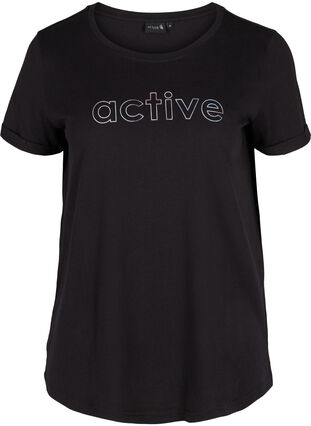 Cotton exercise t-shirt with print, Black Lights Active, Packshot image number 0