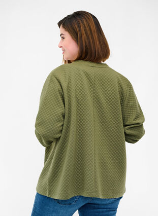 Open cardigan with a quilted pattern, Ivy Green, Model image number 1