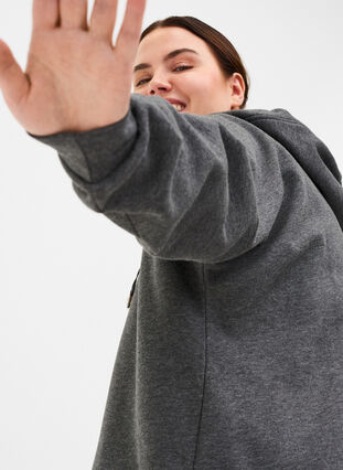 Sweatshirt with hood and slits, Dark Grey Melange, Model image number 2