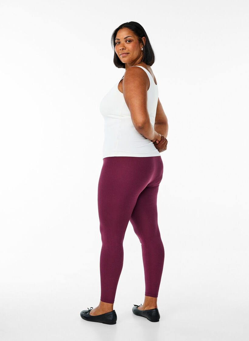 Basic leggings in viscose, Dark Bordeaux, Model image number 2