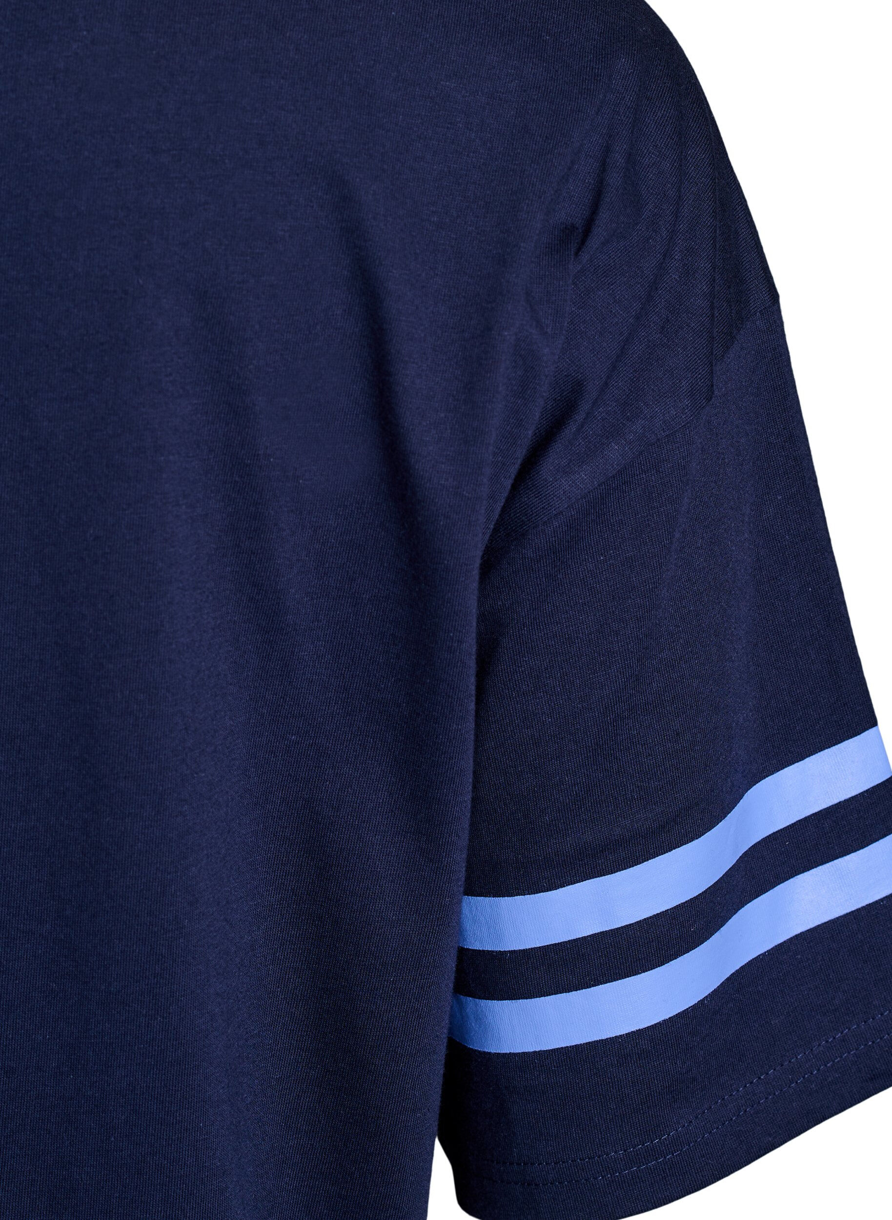 Zizzifashion Sporty oversized college T-shirt, Blue, Packshot image number 3