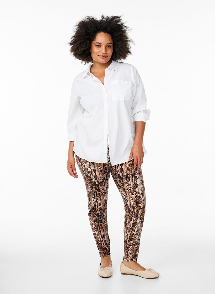 Viscose leggings with print, Brown, Model image number 1