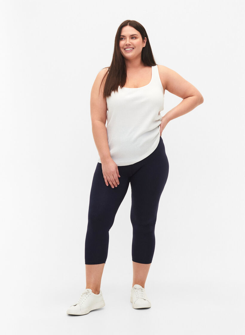 Basic 3/4-length viscose leggings, Blue, Model image number 1