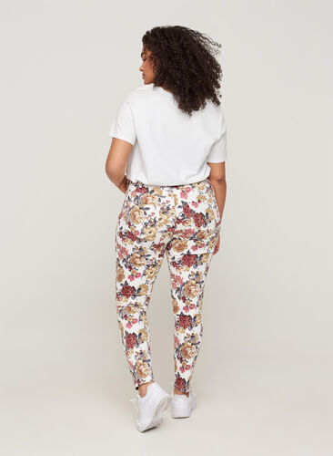 Super slim Amy jeans with floral print, White Flower AOP, Model image number 1