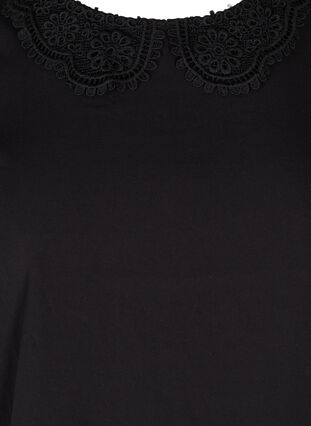 Viscose blouse with lace collar, Black, Packshot image number 2