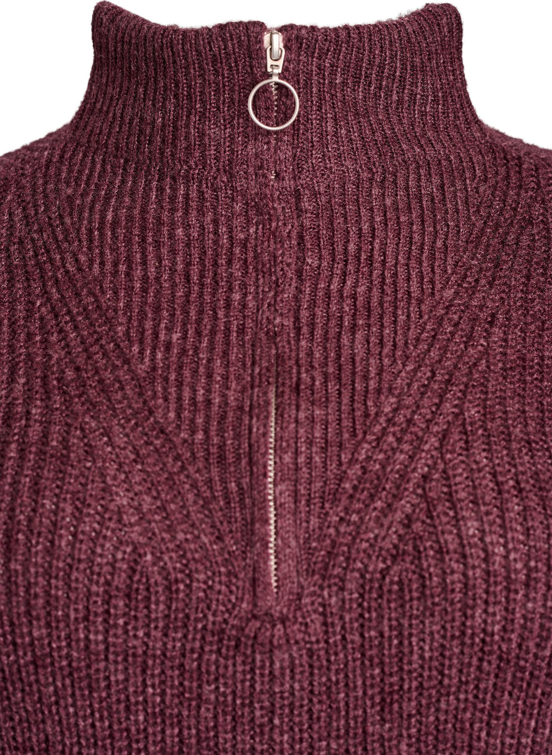 ZizzifashionKnitted sweater with high neck and zipper, Red, Packshot image number 2