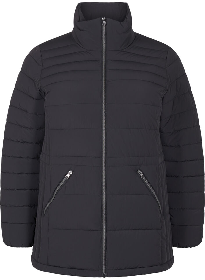 Short puffer jacket with pockets, Black, Packshot image number 0