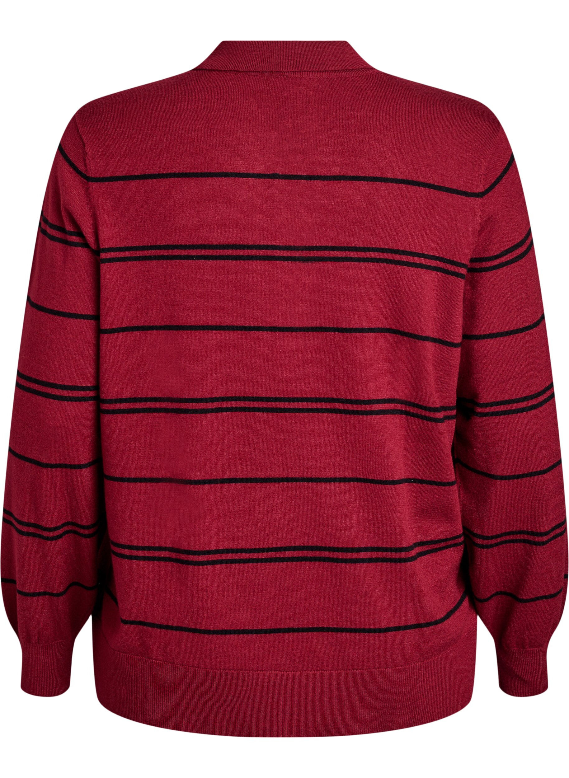 Zizzifashion Knit blouse with collar, Red, Packshot image number 1