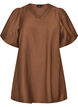 Tunic with balloon sleeves and a V-neck, Brown, Packshot image number 0