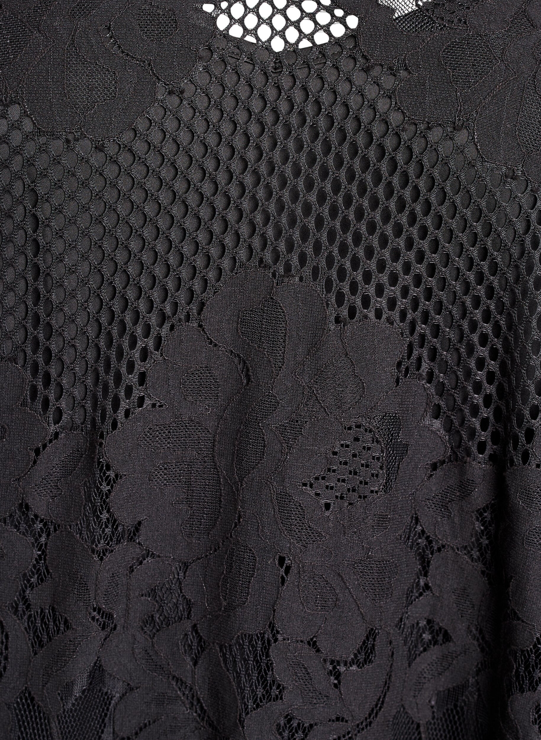 Zizzifashion Midi lace dress with a V-neck, Black, Packshot image number 2