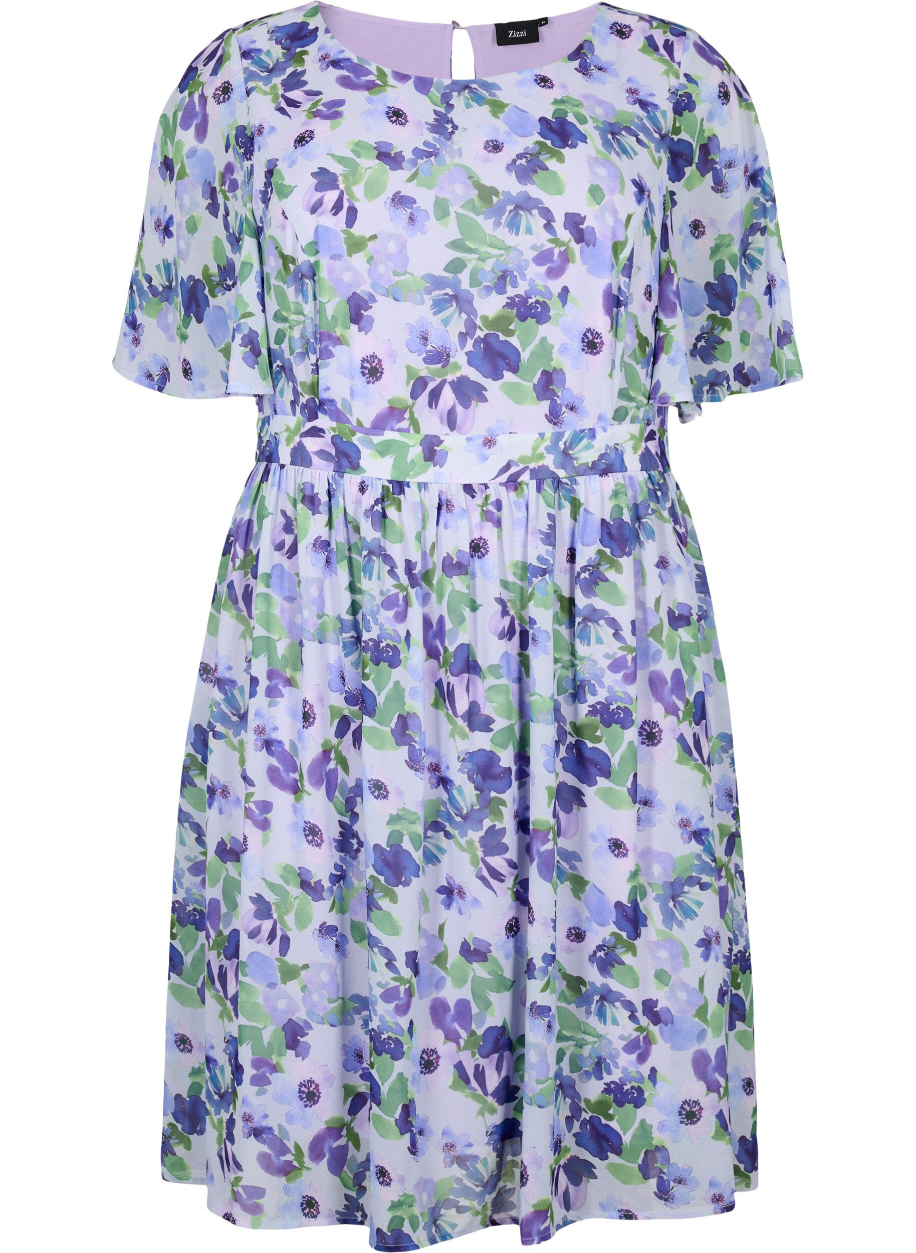 Zizzifashion Floral dress with short sleeves, Xenon B. Flower AOP, Packshot image number 0
