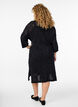 Knitted dress with openwork pattern and 3/4 sleeves, Black, Model image number 1
