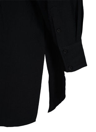Long viscose shirt with pockets and slits, Black, Packshot image number 3
