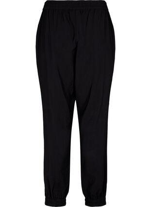 Loose viscose blend trousers with elastic trim, Black, Packshot image number 1