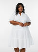 Short dress in cotton muslin with a pattern, White, Model image number 0