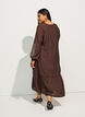 Viscose dress with embroidery and tiered ruffles, Brown, Model image number 1