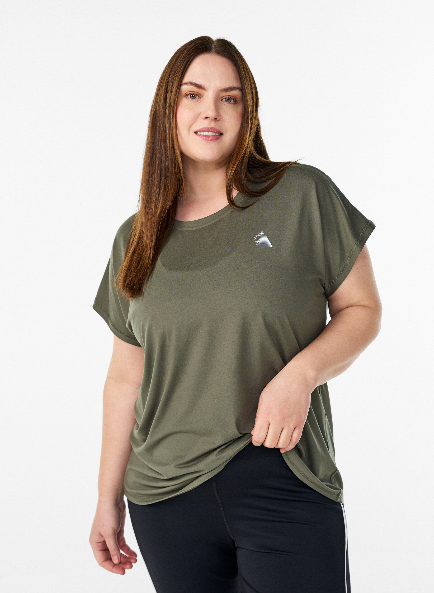 Solid-coloured training T-shirt, Green, Model