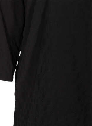 Checked blouse with 3/4 sleeves and ruffled collar, Black, Packshot image number 3