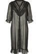 Midi dress in a lightweight, sheer fabric with dots and ruffles, Black, Packshot image number 0