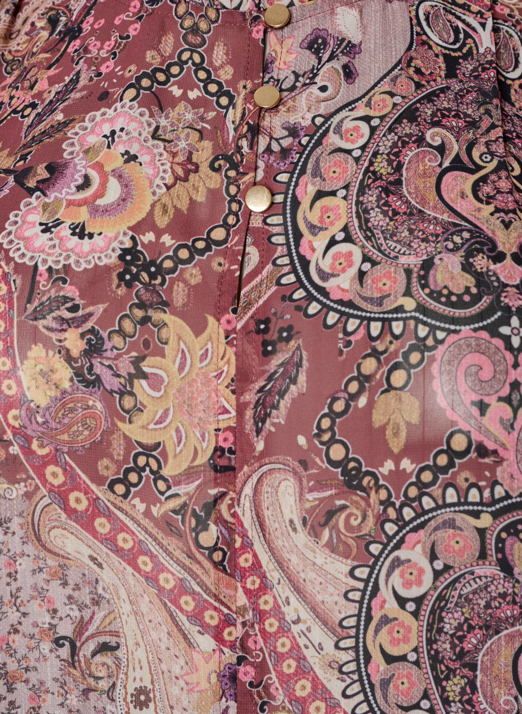 ZizzifashionBlouse with paisley print and ruffle details, Purple, Packshot image number 2