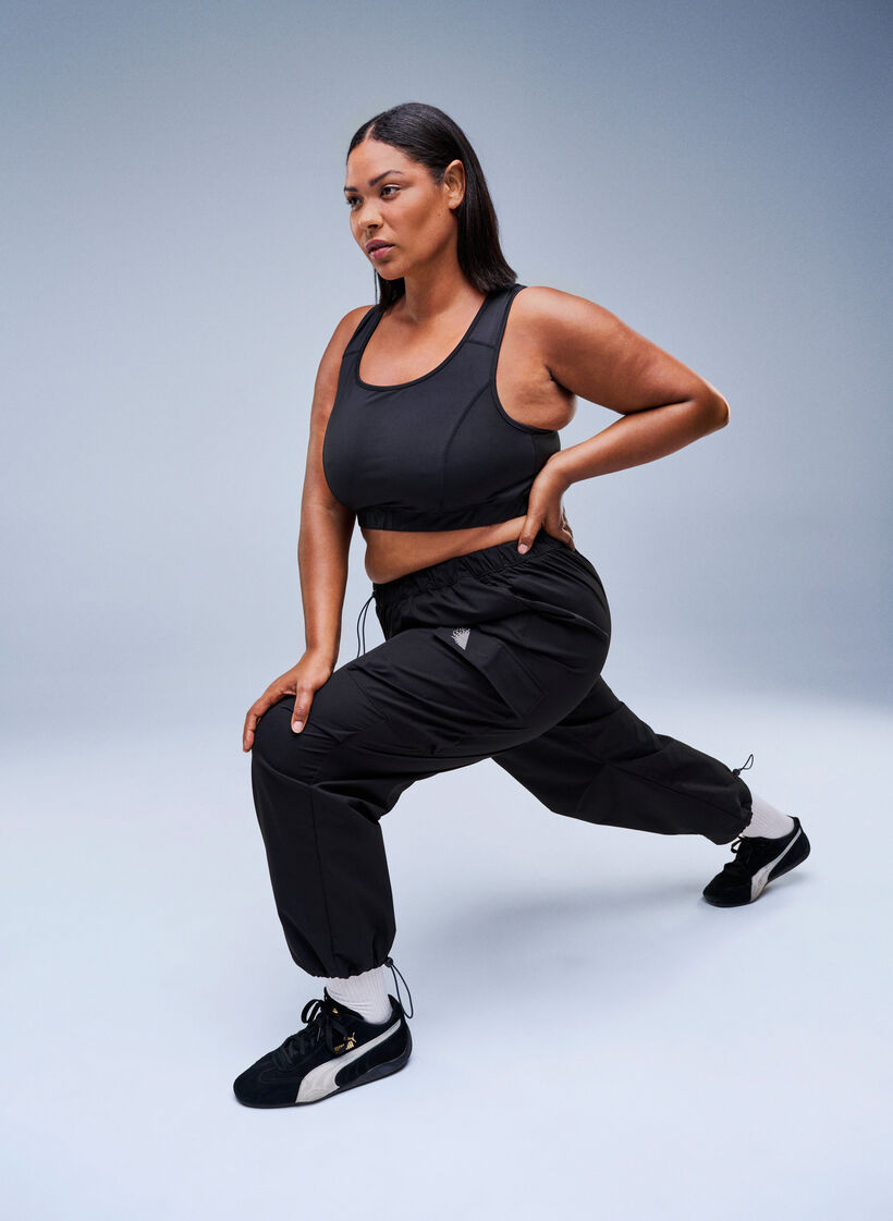 Sports bra with racerback, Black, Image image number 0