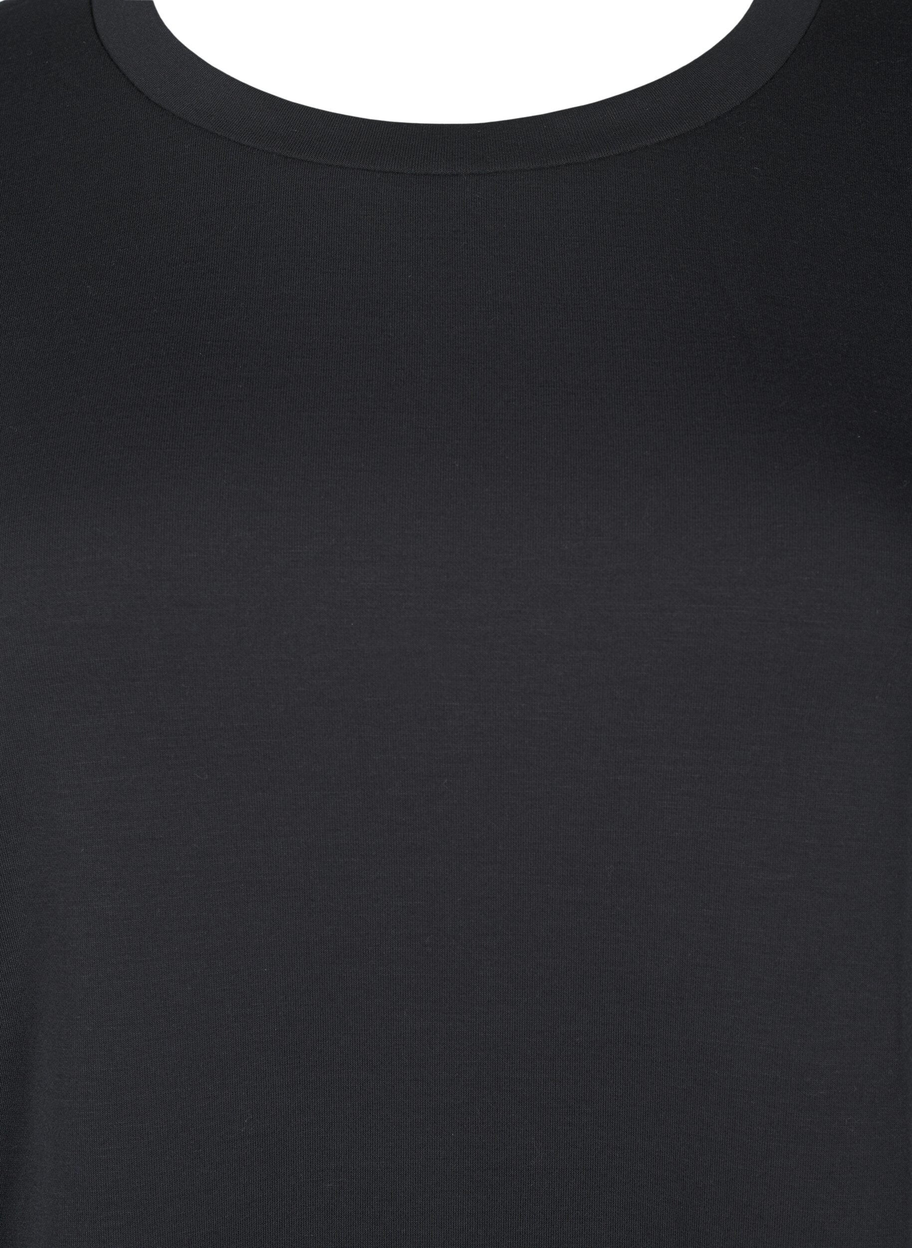 Zizzifashion Modal blend blouse with a round neck, Black, Packshot image number 2