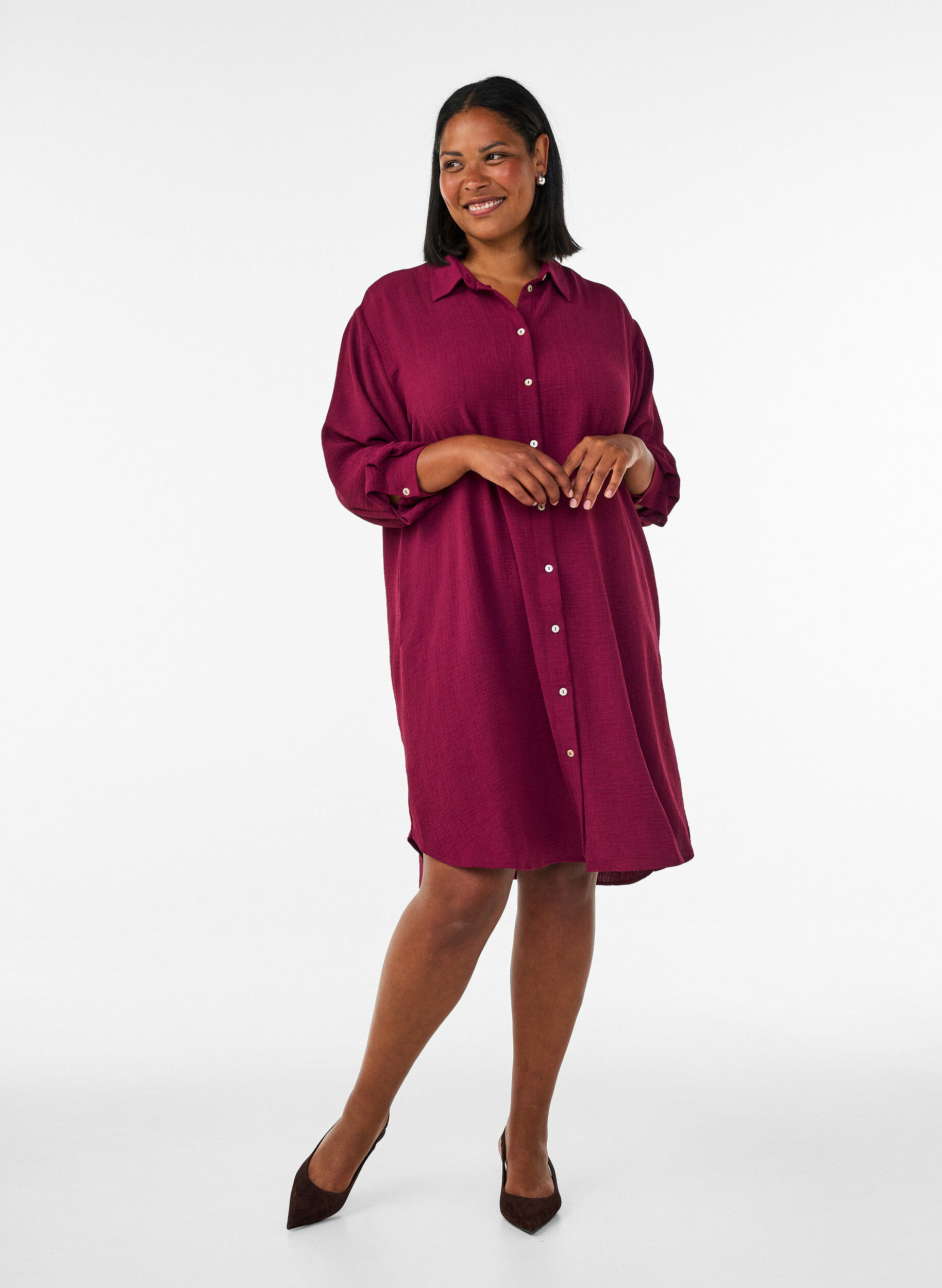 ZizzifashionLong shirt with a light texture, Red, Model image number 1