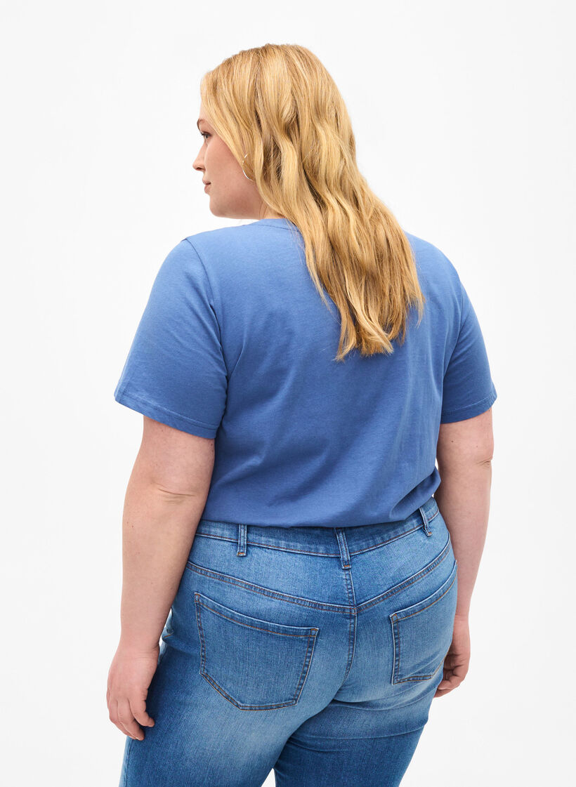 T-shirt with text motif, Moonlight B. W.Navy, Model image number 1