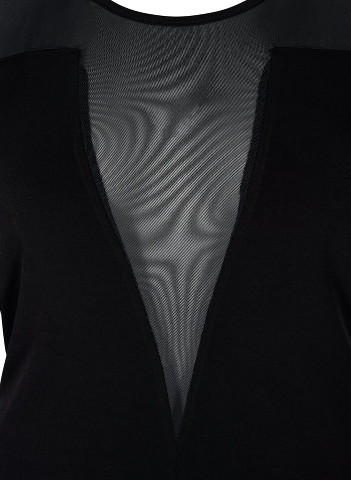 Tight-fitting bodystocking with mesh, Black, Packshot image number 2