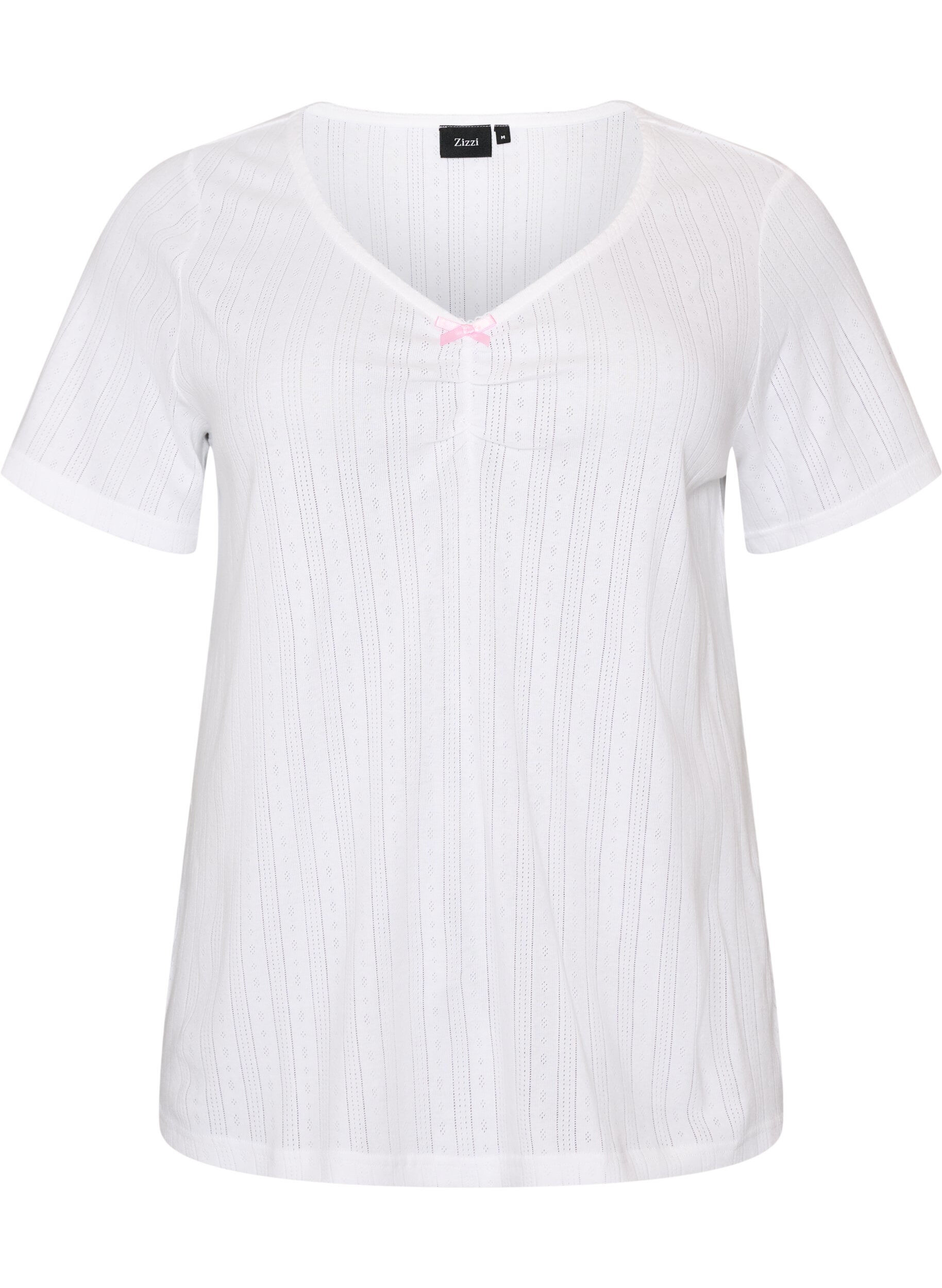ZizzifashionNight top in organic cotton with eyelet embroidery, White, Packshot image number 0