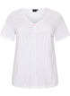 Night top in organic cotton with eyelet embroidery, White, Packshot image number 0