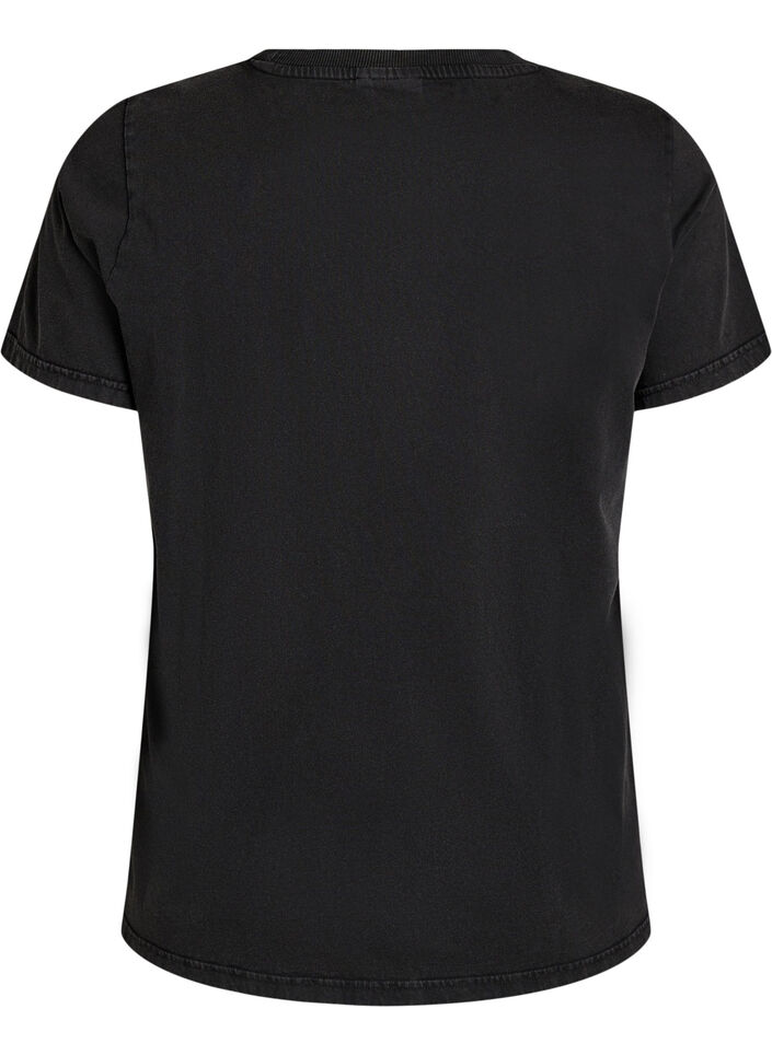 T-shirt with dog print and washed look, Dark Grey, Packshot image number 1