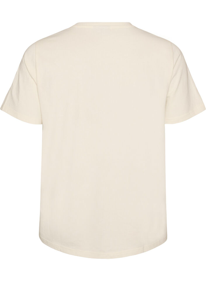 Cotton T-shirt with text print, White, Packshot image number 1