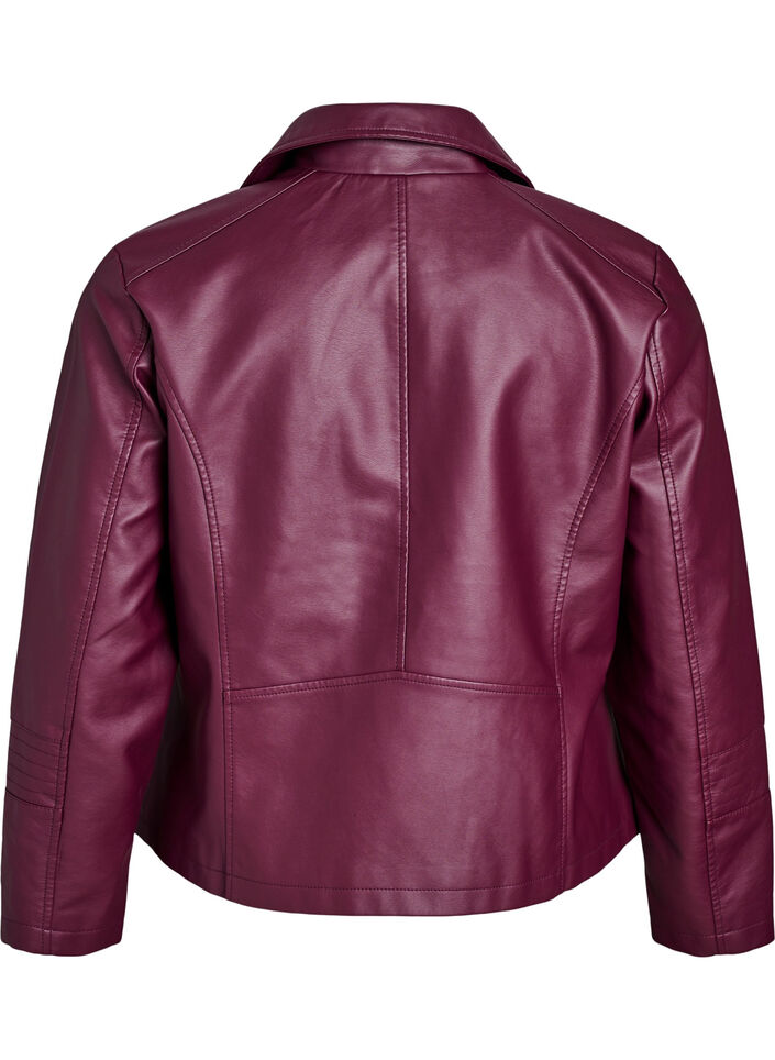 Faux leather biker jacket, Dark Bordeaux, Packshot image number 1