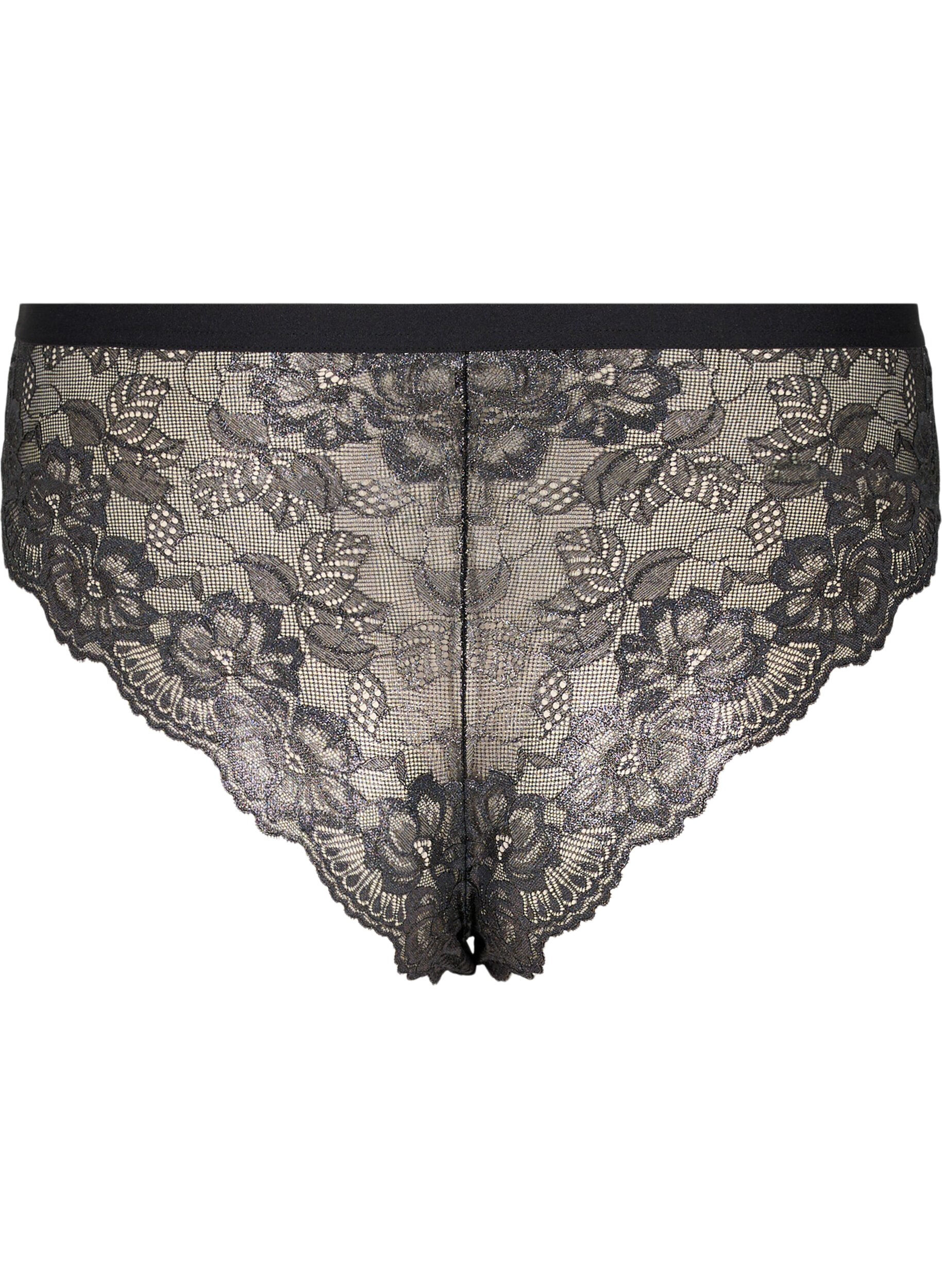 Zizzifashion Knickers with lace, Black, Packshot image number 1