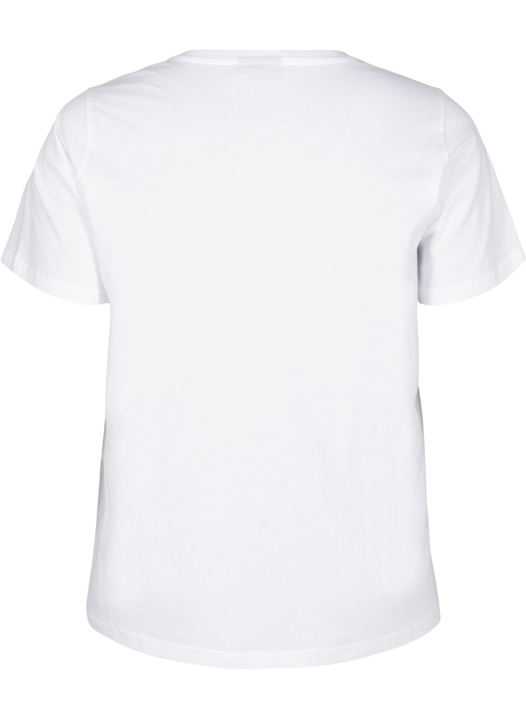 Zizzifashion Organic cotton t-shirt with print, Bright White Printet, Packshot image number 1
