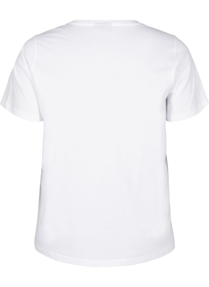 Organic cotton t-shirt with print, Bright White Printet, Packshot image number 1