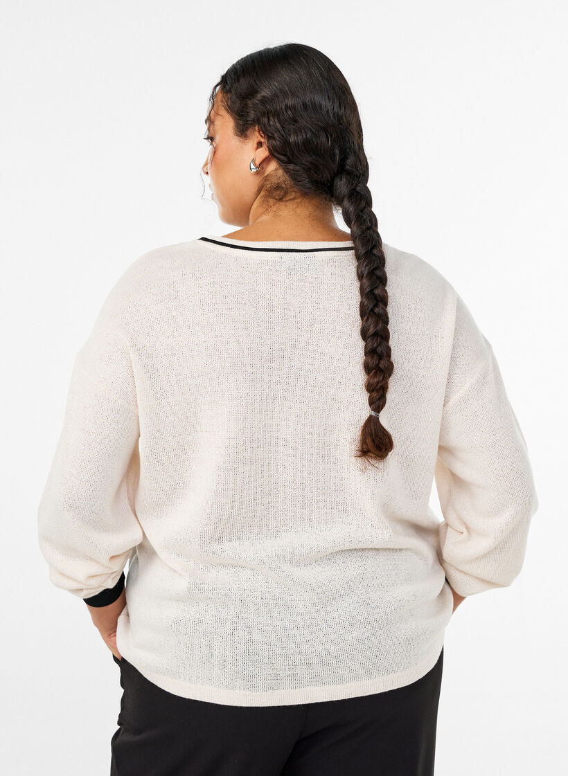 Sweatshirt in structured jersey with front print, Beige, Model image number 2