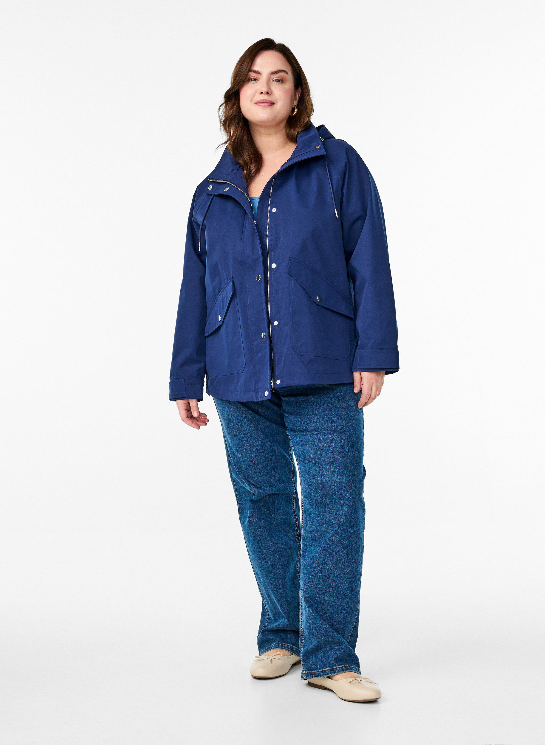 ZizzifashionShort spring jacket with detachable hood, Blue, Model image number 1