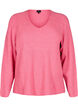 Knitted blouse with v-neck and long sleeves, Bubblegum Wh. Mel., Packshot image number 0