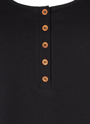 Top with a round neckline and buttons, Black, Packshot image number 2