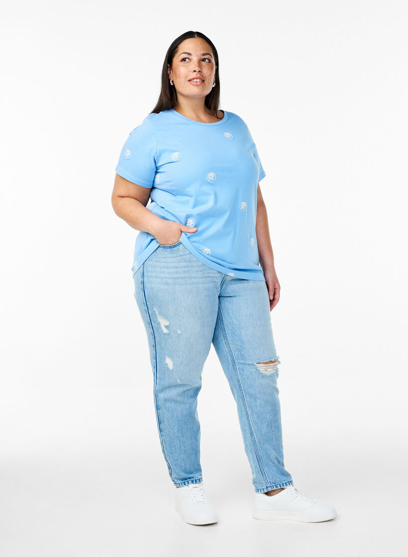 Mille Mom fit jeans with distress details, Light Blue, Model image number 0