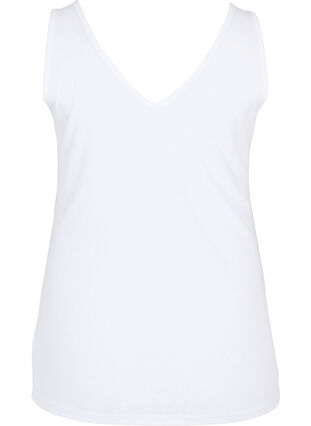 Ribbed basic top with v-neckline, Bright White, Packshot image number 1