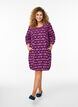 Short cotton dress with 3/4 sleeves and pockets, Pink, Model image number 1