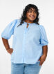 Shirt blouse with tie string and dotted texture, Light Blue, Model image number 0