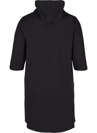 Patterned sweater dress with 3/4 length sleeves, Black, Packshot image number 1
