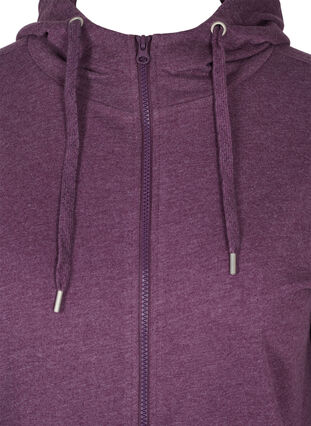 Sweater cardigan with a zip and hood, Blackberry Wine, Packshot image number 2