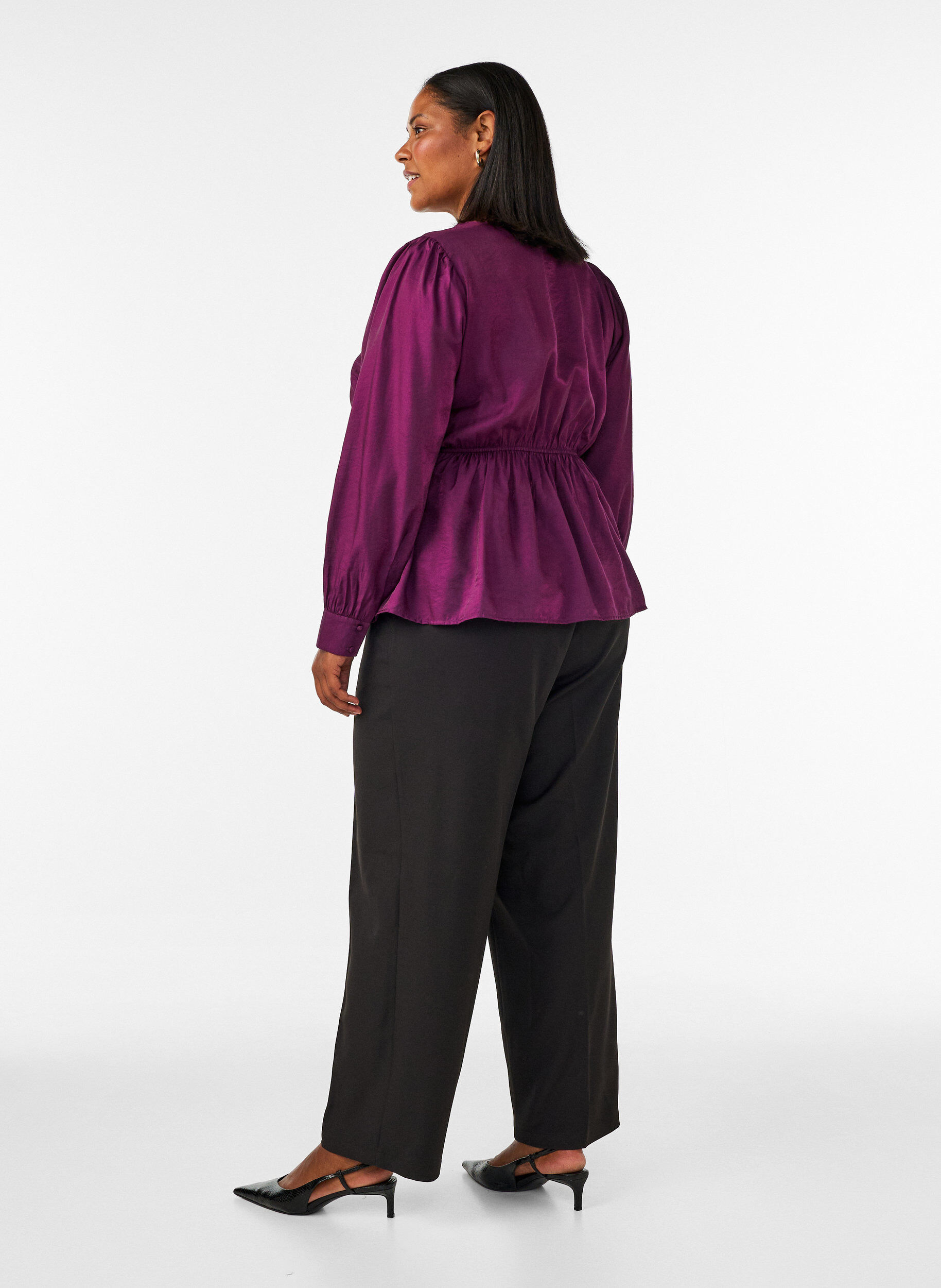 ZizzifashionHigh-waisted tailored trousers with straight legs, Black, Model image number 1