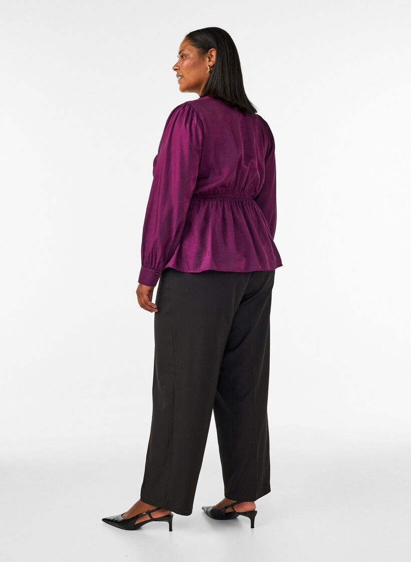 High-waisted tailored trousers with straight legs, Black, Model image number 1