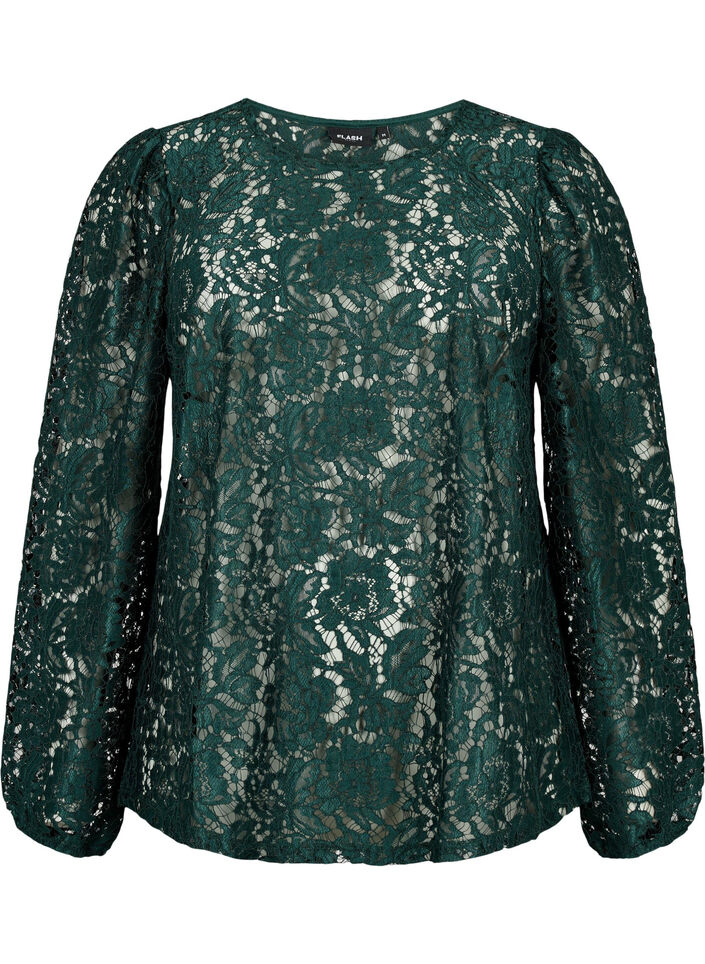 FLASH - Long sleeve lace blouse, Scarab, Packshot image number 0